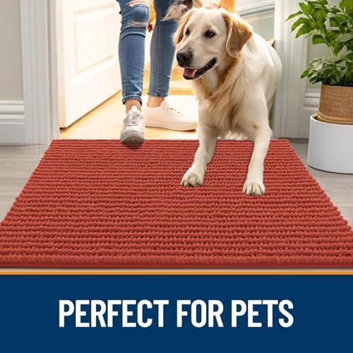 OLANLY Dog Door Mat for Muddy Paws 44x24, Extra Absorbent Chenille Mud Mat - Image 6