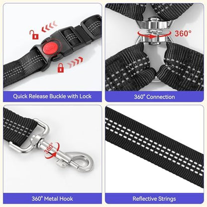 Pawaboo Dog Seat Belt for Car,Y Shape Two Dog Cars Harness for Cars Travel - Image 6