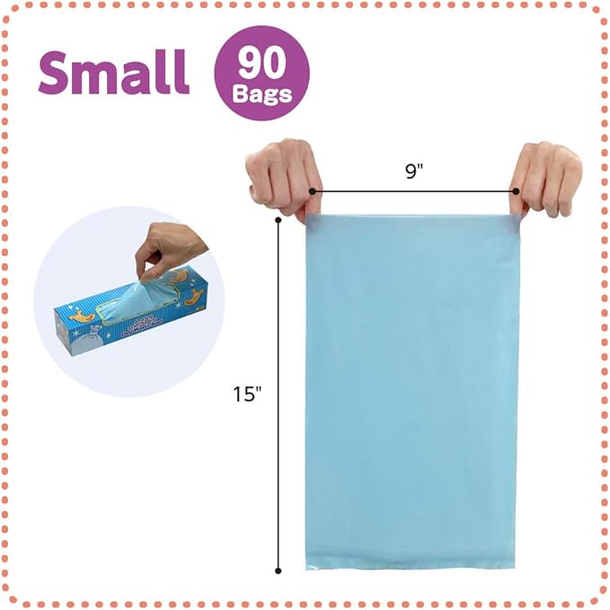 BOS Amazing Odor Sealing Dog Poop Bags - Durable and Unscented [Size: S, Color: Light Blue] (90 Count,Pack of 2) (180 Bags)