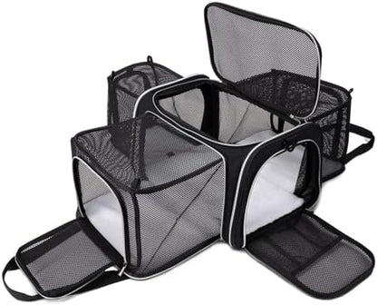 BAGLHER Cat Carrier Bag,Airline Approved Pet Carrier Soft Side Pet Travel 5 Sides Open Doors 3 Sides Expandable Foldable Dog Carrier with Fleece Pad by BAGLHER