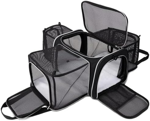 BAGLHER Cat Carrier Bag,Airline Approved Pet Carrier Soft Side Pet Travel 5 Sides Open Doors 3 Sides Expandable Foldable Dog Carrier with Fleece Pad by BAGLHER