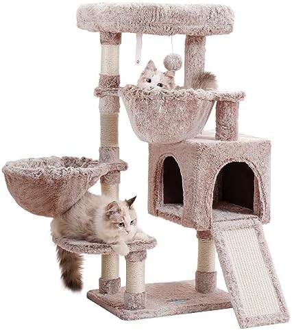 Hey-brother Cat Tree Tower with Large Bed, Hammocks, Scratcher, MPJ006SMU by Hey-brother