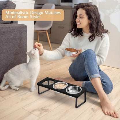 Elevated Black Cat Food Bowl for Indoor Cats, 3 Raised Water Bowl for Pet - Image 7