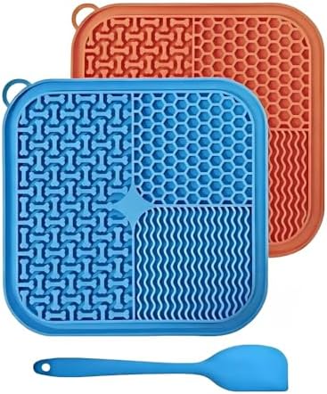 2-Pack Lick Mats for Dogs and Cats – 7.8" Silicone Slow Feeder with Strong Suction Cups, Non-Slip Anxiety Relief & Boredom Buster for Grooming, Peanut Butter Lick Pad | Dishwasher Safe by Unknown