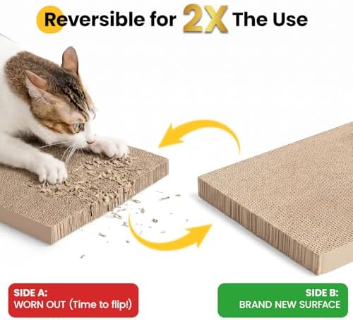 Conlun Cat Scratcher Box, Cardboard Pad, Bed for Indoor Cats, White - Image 6