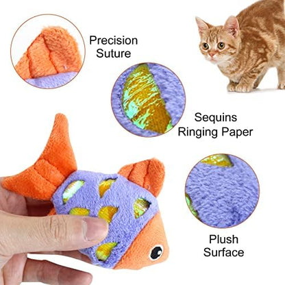 Andiker Cat Catnip Toys, 2pcs Small Cat Fish Toys with Crinkle Shine Ring Paper to Make Sound to Catch Your Cats Eyes and for Your Cats to Chew and Catch Interactive Cat Toys for Indoor Kitten (2pc) - Image 4
