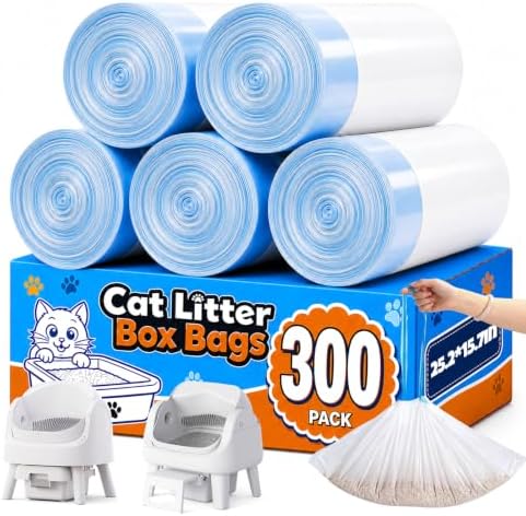 300 Count Automatic Cat Litter Box Liners, Drawstring Waste Bags by Sctoarielt