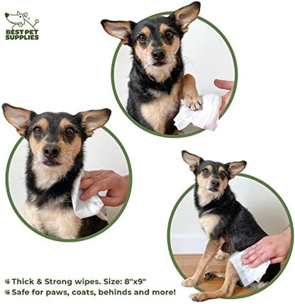 Best Pet Supplies Pet Grooming Wipes for Dogs & Cats,Deodorizer for Coats & Dry, Itchy, or Sensitive Skin, Clean Ears, Paws, Body, & Butt - Cleansing Tea Tree - Image 3