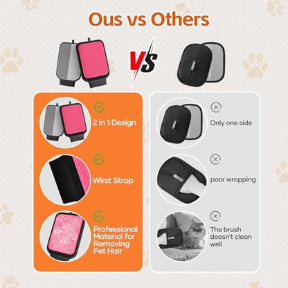 Dual-Sided Pet Hair Removal Glove, Pet Hair Remover with Adjustable Wrist Strap, Soft Silicone Shedding Brush for Dogs & Cats, Pet Hair Gloves for Couch, Carpet, Clothing (Pink) - Image 5