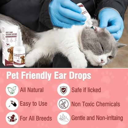 Gentle Dog Ear Cleaner – Natural Ear Rinse for Dogs & Cats, Routine Ear Wash for Wax Build-Up, Dirt & Odor, with Dropper (2.02 fl oz) - Image 4