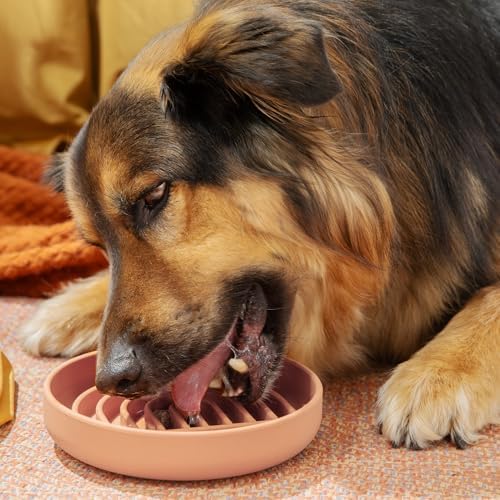 Slow Feeder Dog Bowl - Silicone Dog Bowl, Medium, 7.5" x 1.5" - Blush - Image 2