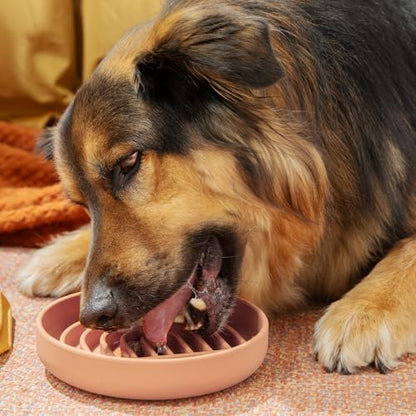 Slow Feeder Dog Bowl - Silicone Dog Bowl, Medium, 7.5" x 1.5" - Blush - Image 2