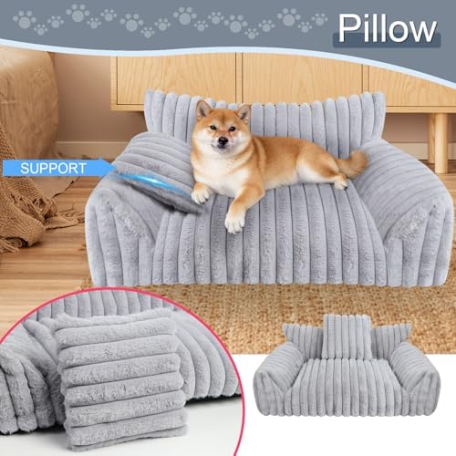 Cute Dog Couch for Medium Large Dogs,Dog Cat Couch Sofa,Dog Bed,L,Grey - Image 2