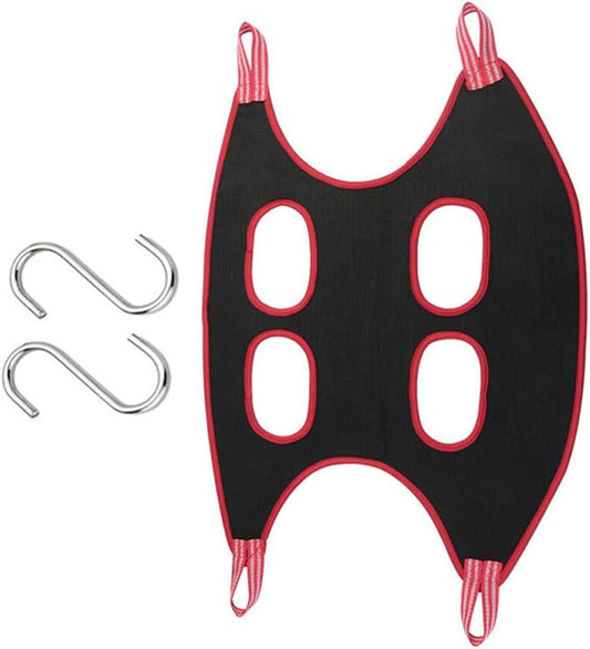 VANZACK Pet Grooming Hammock Bed Breathable Mesh Elevated Hanging Nail Trimming Sling for Cats and Dogs Medium Black Red