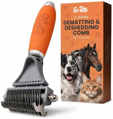 GoPets 2-in-1 Deshedding & Dematting Comb & Grooming Brush for Dogs & Cats by GoPets