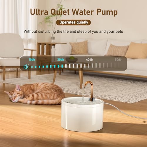 DOOOB Ceramic Cat Water Fountain, Ceramic Cat Fountain with Copper Spout - Image 3