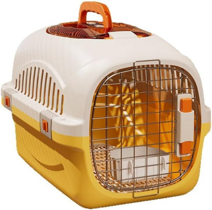 Cat Carrier Airline Approved, Portable Pet Travel Crate with Anti-Stress Design for Cats & Small Dogs, Car Safe Kennel with Top Window (Yellow) by Unknown