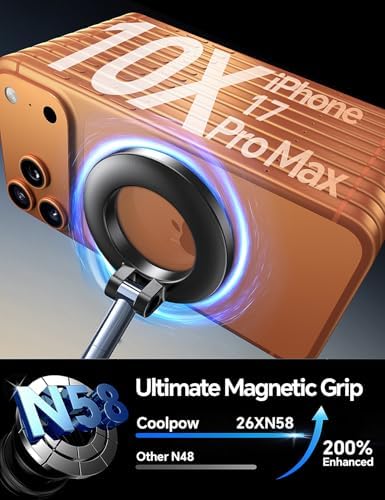 Coolpow【Newest Vacuum Magnetic Phone Holder for Car Phone Holder Mount【Movable Vacuum Suction】 Magsafe Car Mount Cell Phone Holders for Your Car Accessories for Women Men for iPhone 17 16 -Black - Image 4