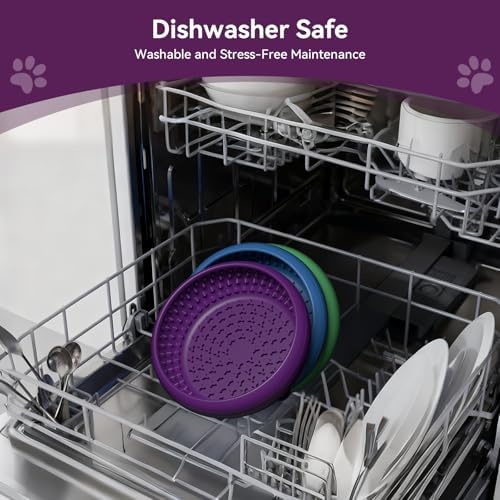 Dog Lick Bowl, Anxiety Relief Lick Mat for Dogs, Non-Slip Freeze Licking Bowl Enrichment Puzzle Feeder for Distraction, BPA Free Silicone, Dishwasher Safe(Purple-Large) - Image 3