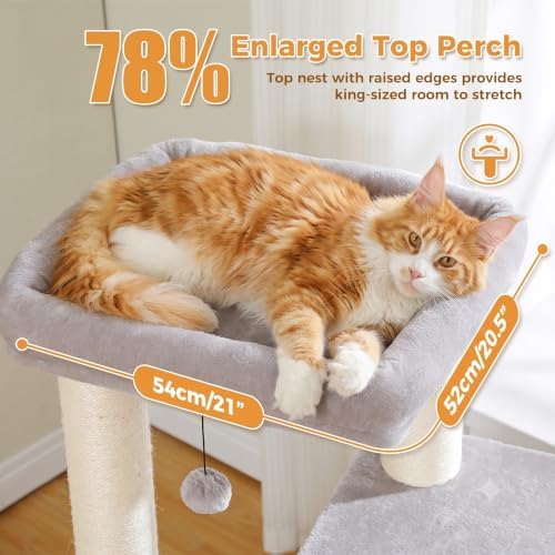 PAWZ Road Large Cat Tree, 45" Heavy Duty Cat Tower with Dual Condos, Gray - Image 2