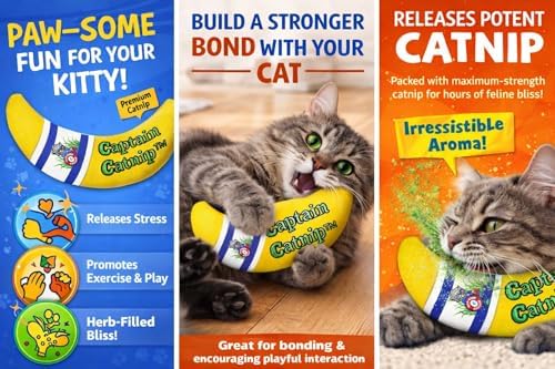 Captain Catnip Cat Banana Toy, Kitten Interactive Toy, Fun Playing Cat Toy, Filled with Organic Catnip for Indoor Cats (Pack of 2) - Image 4