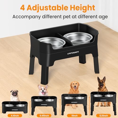 URPOWER Elevated Dog Bowls, 3-in-1 Double Deck Raised Dog Bowl Stand - Image 3