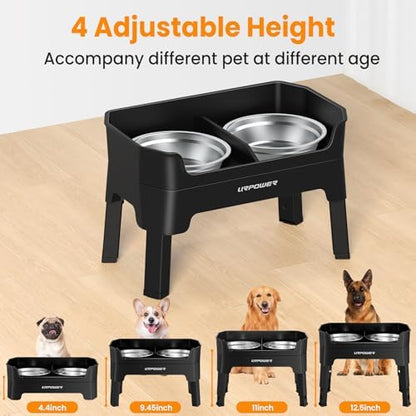 URPOWER Elevated Dog Bowls, 3-in-1 Double Deck Raised Dog Bowl Stand - Image 3