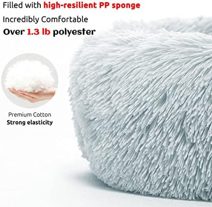 HACHIKITTY Calming Pet Sofa Bed Mat, Washable Fluffy Couch Cover for Dogs and Cats, Anti-Slip Bottom (37"x 33"x 6", Gray) - Image 3