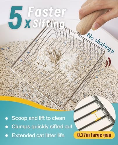 Cat Litter Scoop with Holder-Speed Sifter Litter Box Scooper Captures All Clumps - Kitty Metal Scooper, Kitty Litter Sifting Shovel Comfy Handle,Heavy Duty Speed Sifter,for Litter Box-Pro - Image 3