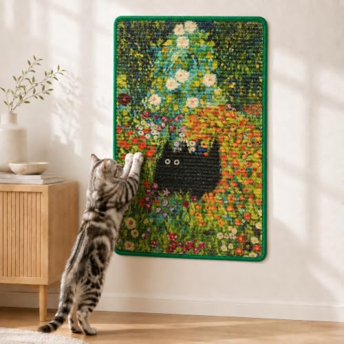 Art Sisal Cat Scratcher Mat, Cat Wall Scratchers for Indoor Cats by LESISSMER