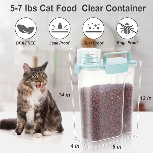 Dog Cat Food Storage Container with Cup (Light Blue, 5L) - Image 2