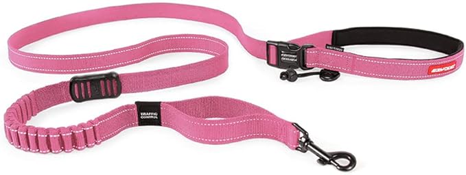 EzyDog Road Runner Hands Free Dog Leash – Waist Leash for Dog Walking, Jogging and Running with Zero Shock Bungee, Reflective Stitching, and Adjustable Waist (Pink)