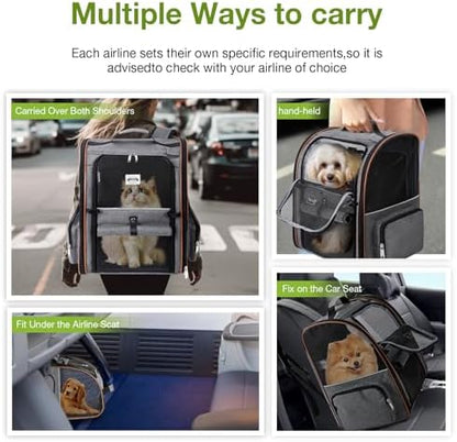 Cat Carrier Backpack, Expandable Pet Carrier with Sun Shade & Full Front Opening, Breathable Mesh Backpack for Small Dogs & Medium Cats Up to 18 Lbs, Foldable for Hiking, Camping (Grey) - Image 6