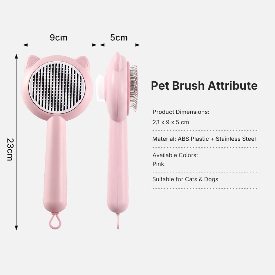 Cat Brush Dog Brush, Self Cleaning Slicker Brush, Suitable for Shedding & Haired Pets, Shedding Hair Removal Tool for Indoor Cats and Dogs, Easy to Clean - Image 3