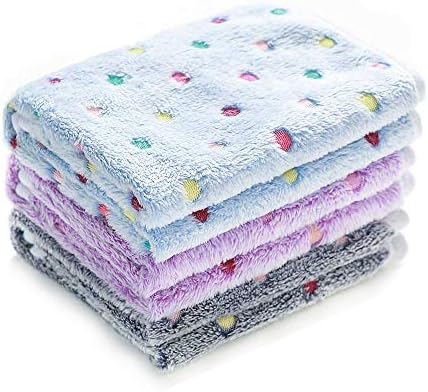 1 Pack 3 Blankets Super Soft Cute Dot Pattern Pet Blanket Flannel Throw for Dog Puppy Cat Blue/Purple/Grey Medium by luciphia