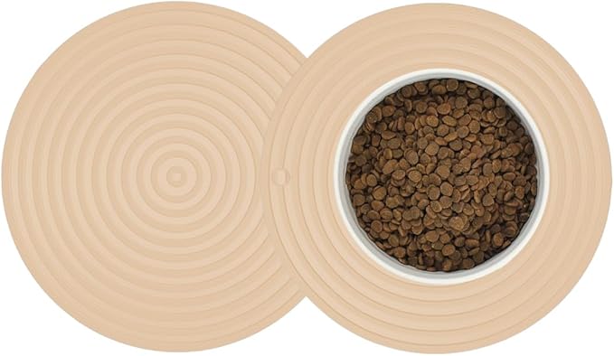 2 Pack Silicone Cat Food Mat Small, Cat Water Bowl Mat for Indoor, Dog Bowl Mat Prevent for Food and Water Overflow, Rubber Feeding Mat for Pet, 9.5"x9.5"