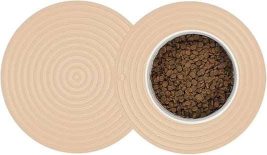 2 Pack Silicone Cat Food Mat Small, Cat Water Bowl Mat for Indoor, Dog Bowl Mat Prevent for Food and Water Overflow, Rubber Feeding Mat for Pet, 9.5"x9.5"