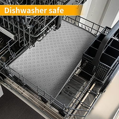 2 Pack Pet Placemat for Dog and Cat, Mat for Prevent Food and Water Overflow, Suitable for Small, Medium and Big Pet,24.5" 16.5", Grey - Image 6