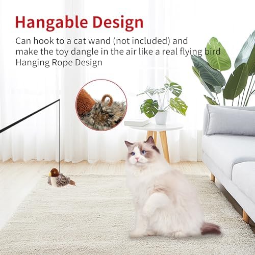 PETGEEK Gigwi Bird Cat Toy Simulated Chirping Bird Cat Toy, Fake Bird Cat Toys for Indoor Cats, Melody Chaser Cat Toys with Hanging Loop for Bored Indoor Adult Cats Kittens Interactive Play (Bird) - Image 3