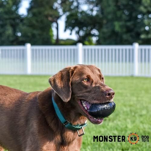Monster K9 Indestructible Dog Toy – Lifetime Replacement - Durable Ball Chew Toy for Aggressive Chewers - Safe Non-Toxic Natural Rubber - Chew & Fetch - Tough, Heavy Duty - Med/Large Breed, 5" L - Image 4