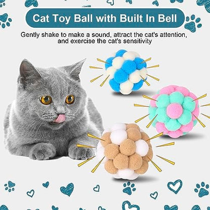 Cat Toys Balls with Bells 5cm Soft Cat Pom Poms Balls Cats 6 PCS - Image 5