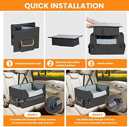 Dog Car Seat for Small Dogs, Elevated Dog Booster Seat Pet Travel Carrier Bed for Car with Adjustable Straps Pet Car Booster Seat for Small Dogs Cats - Image 6