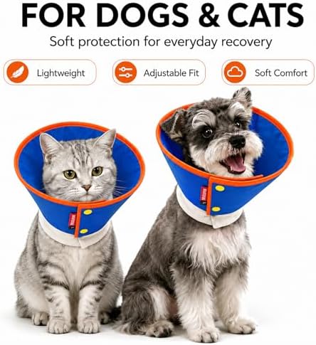 Soft Dog Cone Collar for Dogs & Cats, Adjustable Elizabethan Recovery Collar, Lightweight EPE Material, Post-Surgery Wound Protection (Blue, M) - Image 6