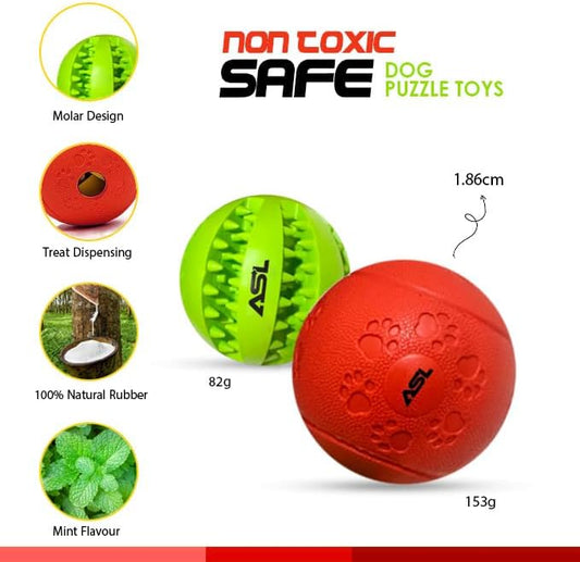 ASL Interactive Dog Treat Ball 2 Pack – Treat Dispensing Dog Toy, Dog Puzzle Toy & Dog Puzzle Feeder, Interactive Dog Ball for Enrichment, Slow Feeder Dog Toy, Dog Toys to Keep Dogs Busy