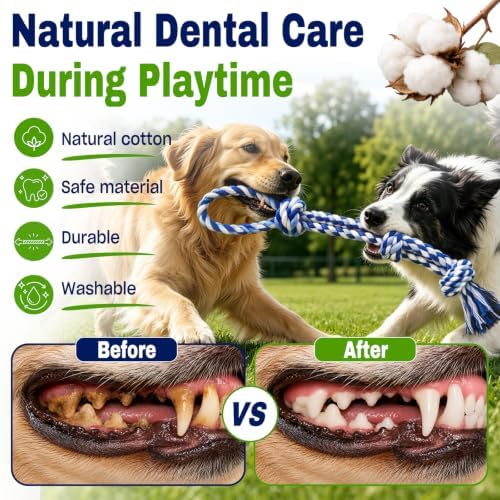 Dog Rope Toys for Aggressive Chewers, 2 Pack Tough Dog Chew Toys - Image 5
