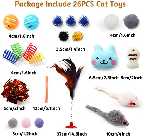 Kitten Toys Cat Toys Assortments, 26 Packs Cat Toys Variety Pack for Kitty, Cat Wand Toy, Cat Feather Toys, Cat Balls with Bells, Cat Mouse Toy, Catnip Toys for Indoor Cats - Image 2