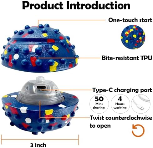 Interactive Dog toys, Smart Dog ball, E-TPU Material Automatic Moving, Bouncing, Vibrating ball Durable Duraspin Design for Aggressive Chewers.Keeps Dogs Busy and Entertained.Suitable for all dogs - Image 5
