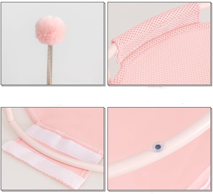 Cat Bed Summer Hammock Bed Free-Standing Cats Sleeping Supplies Washable & Breathable Easy Assembly Indoors Outdoors, 18 in x 18 in x 7.5 in (Pink)