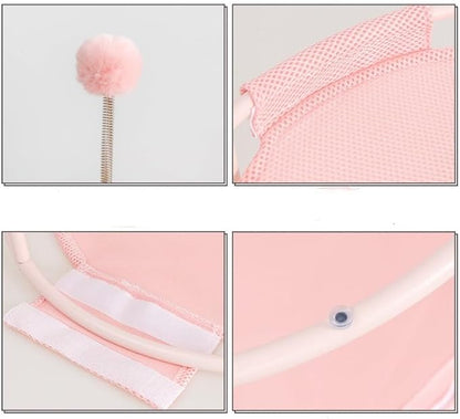 Cat Bed Summer Hammock Bed Free-Standing Cats Sleeping Supplies Washable & Breathable Easy Assembly Indoors Outdoors, 18 in x 18 in x 7.5 in (Pink)