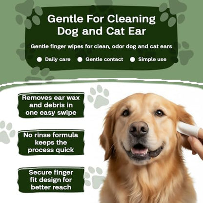 Dog & Cat Ear Cleaner Wipes - Gentle Finger Wipes for Wax, Dirt & Odor - Image 2